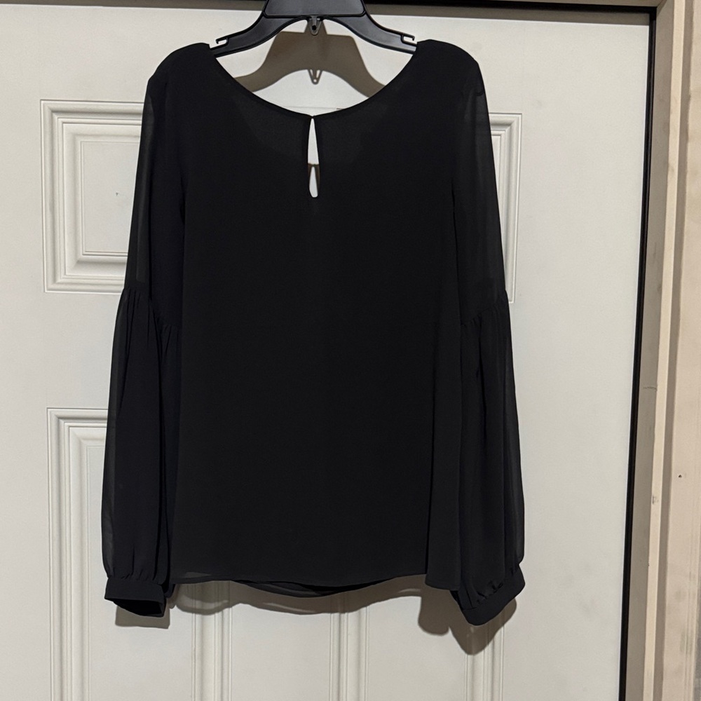 Express Elegant Black Keyhole Blouse